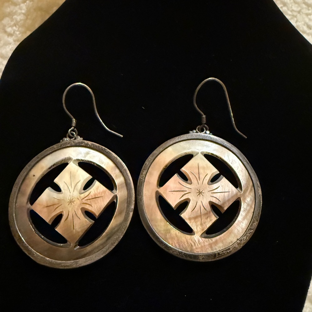 Elegant Silver and Ivory Tone Earrings